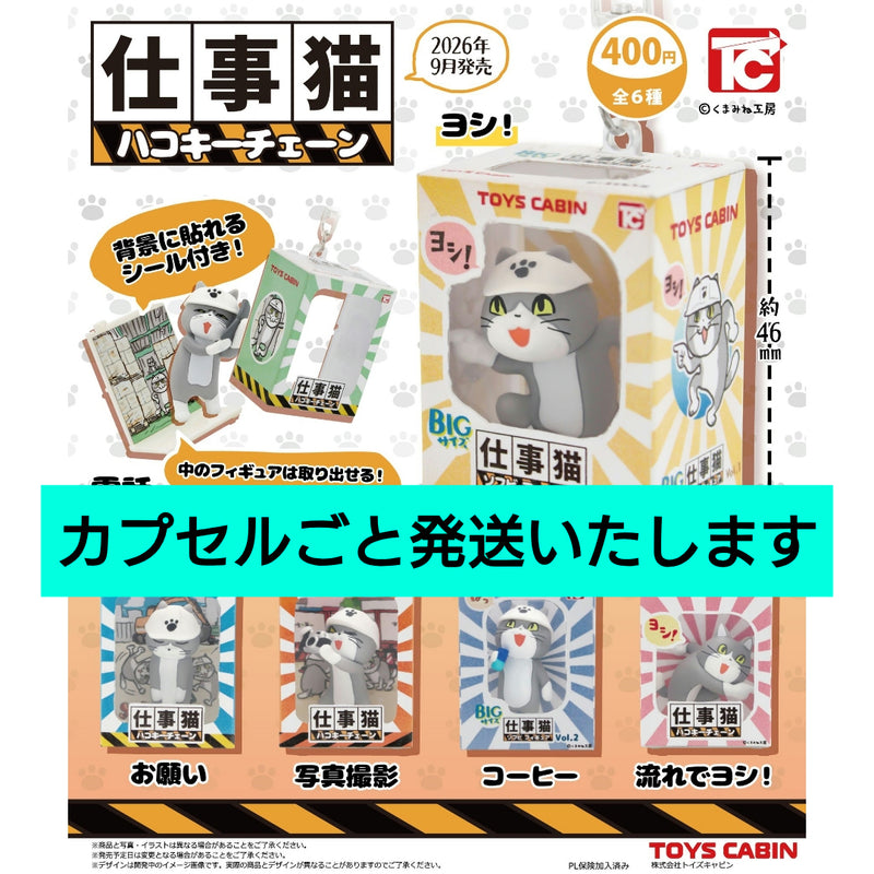 Work Cat Box Keychain Complete Set of 6 Types (Gacha Capsule Toy)