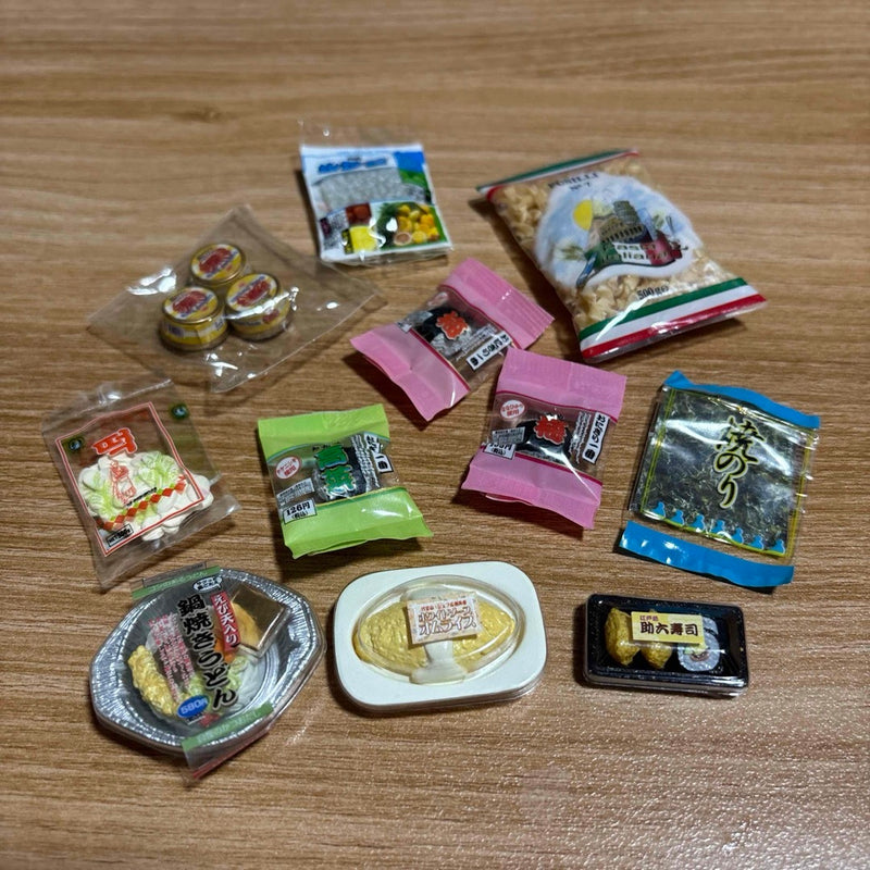Collecting miniature Petit Samples of convenience store food items...