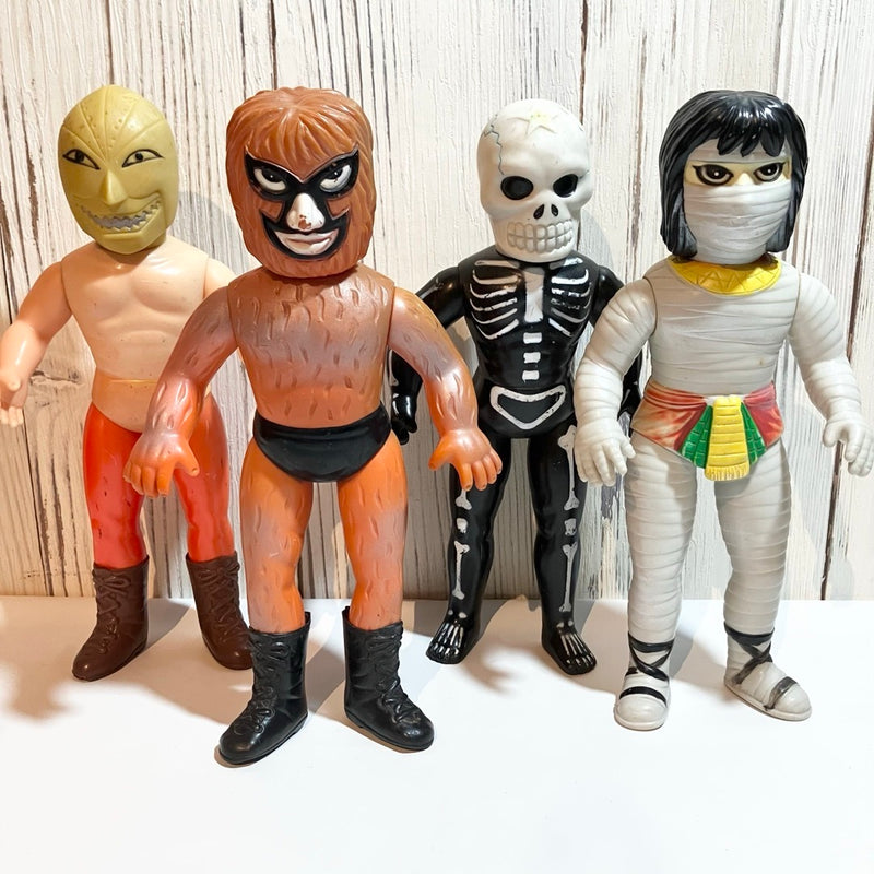 [Vintage] Nakajima Seisakusho Tiger Mask Heel Wrestler Figures (4 figures)...
