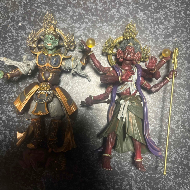 Revoltech Takeya Ashura Statue and Jikokuten Statue (2 figures) - Box not included - Buddhist statues