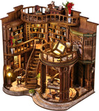 Library Book Nook Kit - DIY Miniature House Kit & Dollhouse Craft for Adults Model
