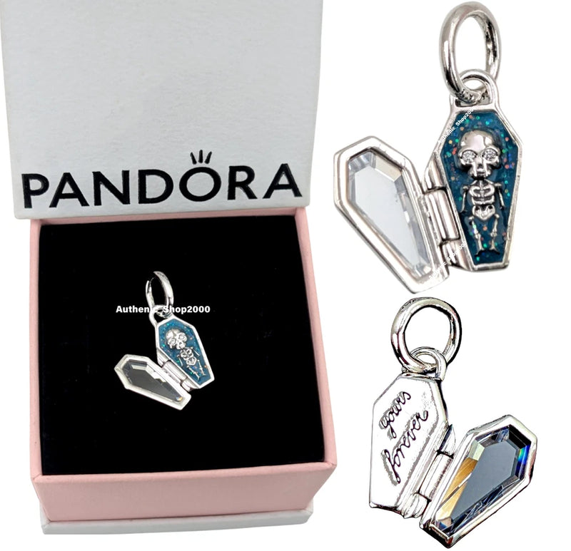New 100% Authentic PANDORA 925 Glow in the Dark Openable Coffin Charm 794058C01 Charms