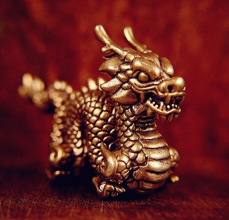 Brass Dragon Animal Statue Small Sculpture Tabletop Figurine Home Decor Gifts Model