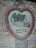 New Berlin Good Friends Are Welcome Cross Stitch Kit & Pink Heart Frame Model