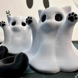 Mini Cat Ghost Ornament Cute Halloween Decor Spooky Desktop Figurine Home Office Model