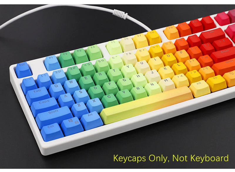 104 Keys Rainbow Gradient Keycap PBT Doubleshot Backlit for Cherry MX Keyboards Model