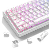 White Topographic Keycaps Line Backlit Shine Through Cherry Profile MX Model