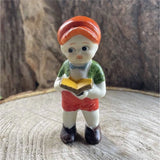 Vintage Boy Reading Book Red Beret Porcelain Figurine 4" FREE SHIPPING Model