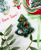 DIY Jewelry making kit "Christmas tree", Seed beaded brooch, Bead Embroidery Kit Model