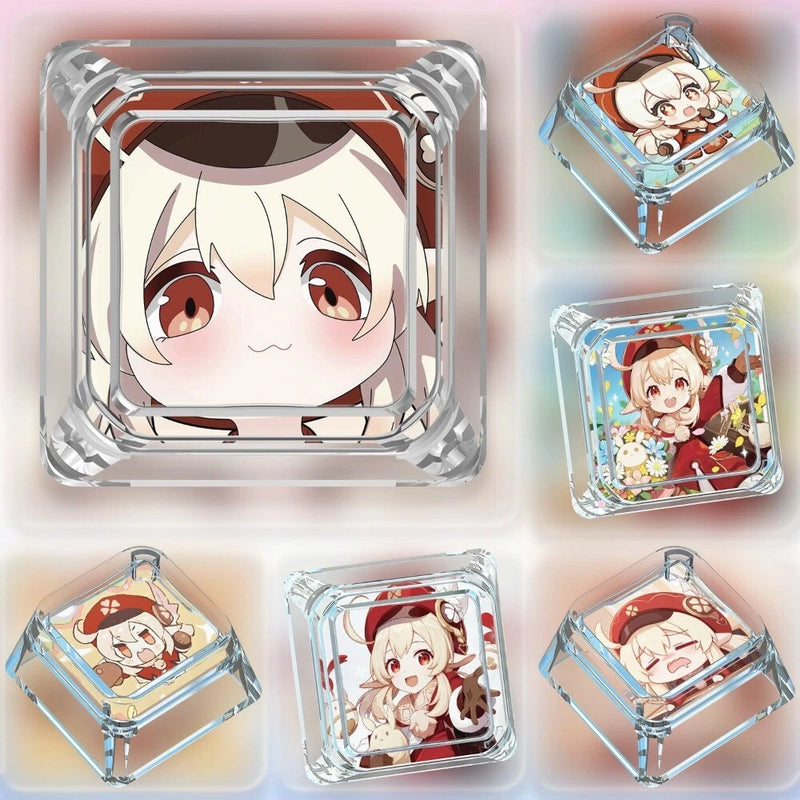 Anime Genshin Impact-Klee Novel Transparent Clear Cute Keycaps for MX Keyboard Model