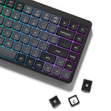 Low Profile PBT Keycaps Doubleshot 138 Keys Black Dark Grey Set Pack Kit Model