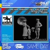 Black Dog F32096 1/32 Lady with umbrella+boy with airplane+british pilot WW I Model