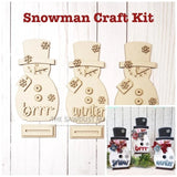 Wood Snowman Kit, DIY Christmas Decorations, Winter Holiday Crafts, 3 Snowmen Model