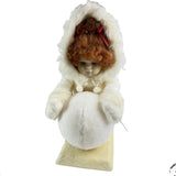 Vintage Santas Best Motionette Animated Snow Girl Rolling Snowball Pushing White Model