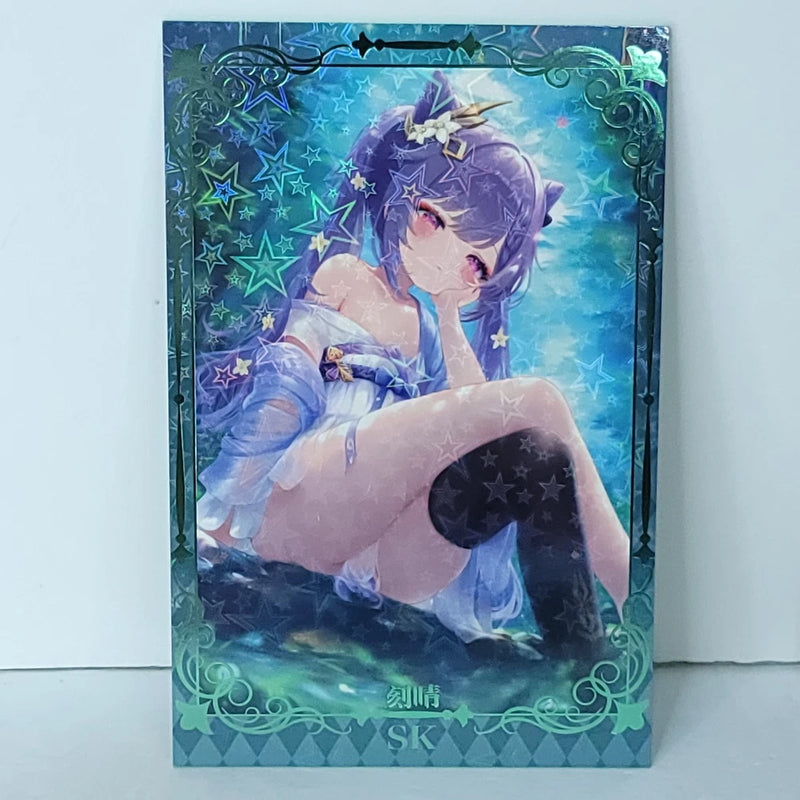 Keqing Holo SK Premium Waifu Card Anime Girl Wall Art Oversized Board A5 Model