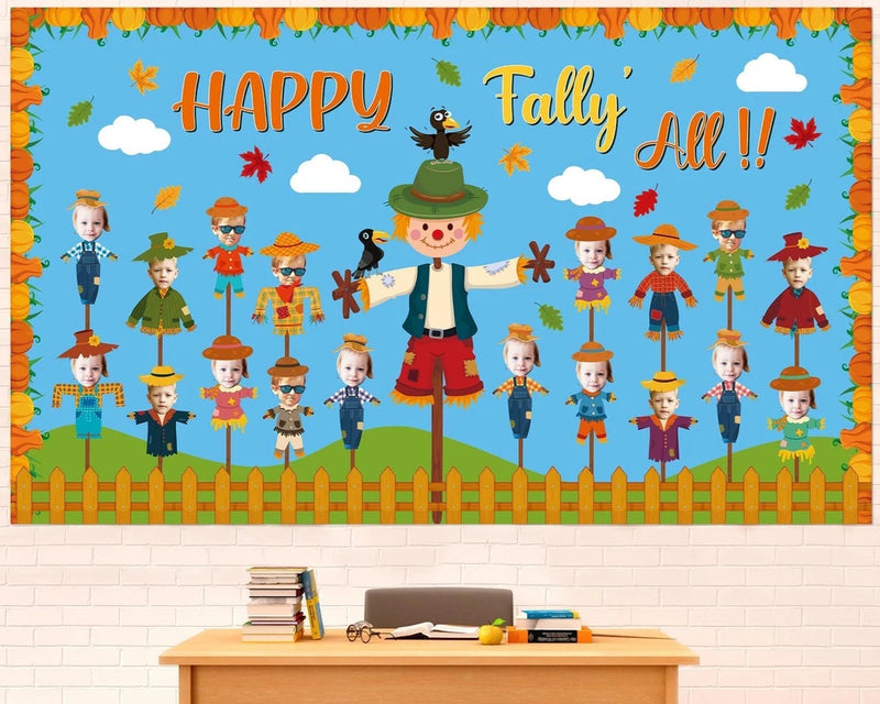 Fall Scarecrow Classroom Bulletin Board Decorations Autumn Pumpkin Maple Leav... Model