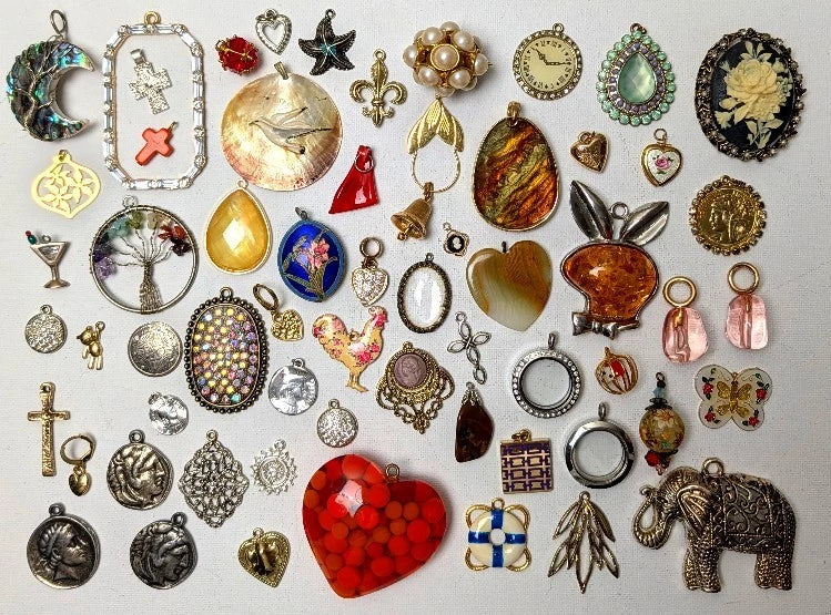 Pendants Charms Repurpose Necklaces Jewelry Making Crafts Mixed Lot of 60 pcs Charms