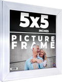 5x5 Silver Metallic Wood Photo Picture Frame Brushed Steel Acid Free Foam Board Model