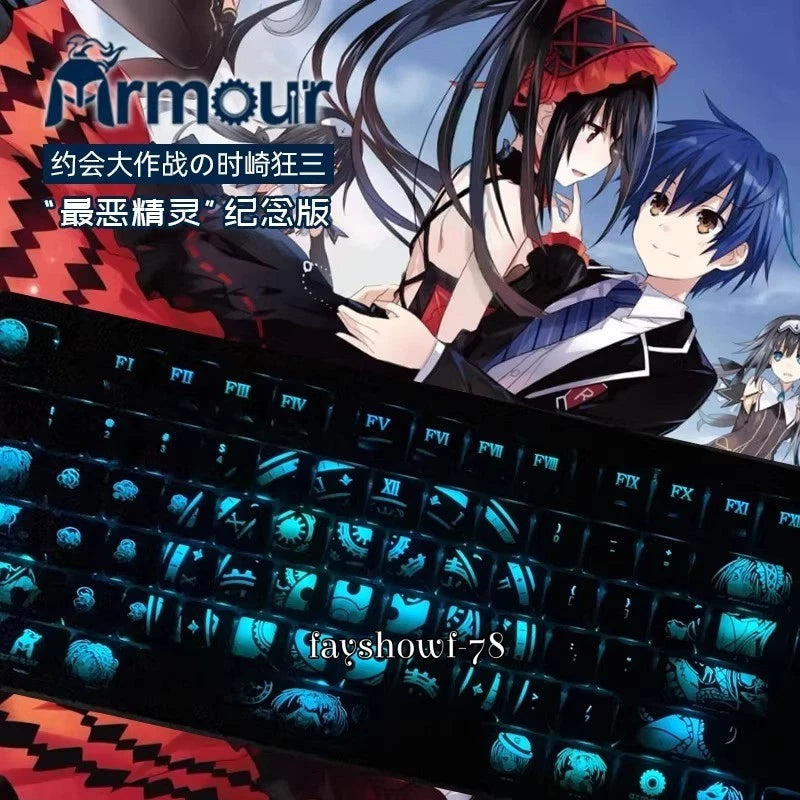 DATE A LIVE Tokisaki Kurumi 108keys RGB Hot Plug Mechanical Keyboard Keycaps NEW Model