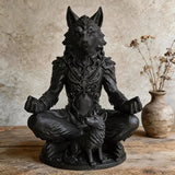 Meditating Werewolf Wolf Totem Resin Statue Gothic Fantasy Decor Figurine Black Model