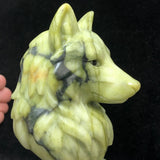 BIG WOLF HEAD FINE CARVING NATURAL XIUYAN JADE CRYSTAL QUARTZ MINERAL SPECIMENS. Model
