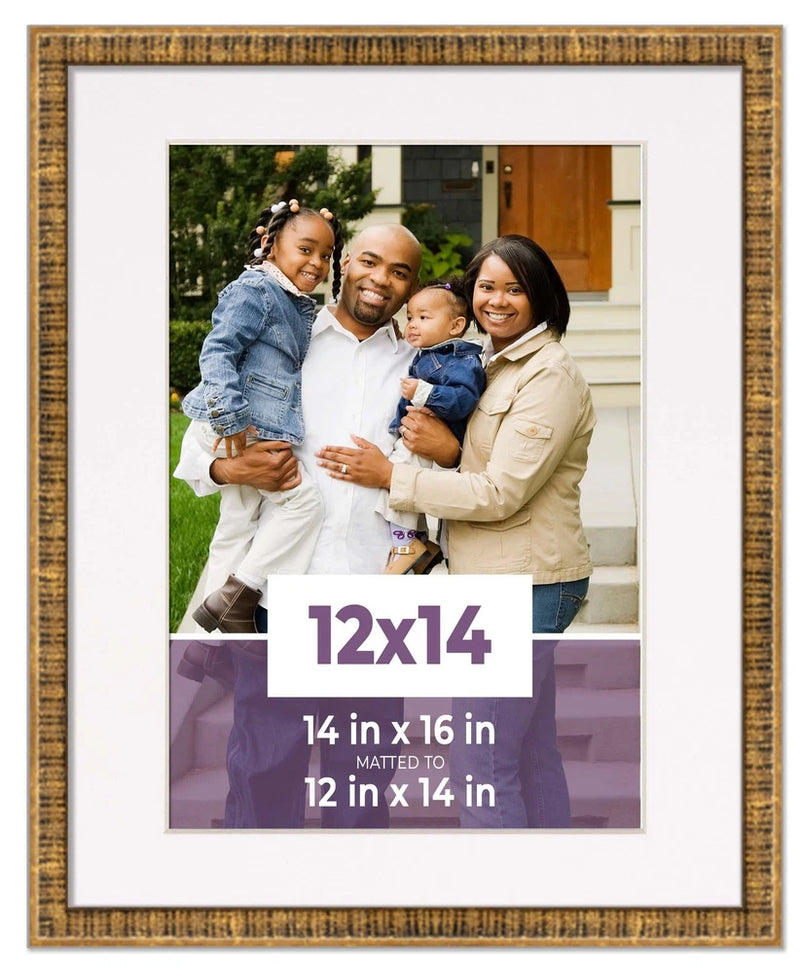 12x14 Frame Gold With White Picture Mat For 12x14 Photo - Gold 14x16 Frame To Di Model