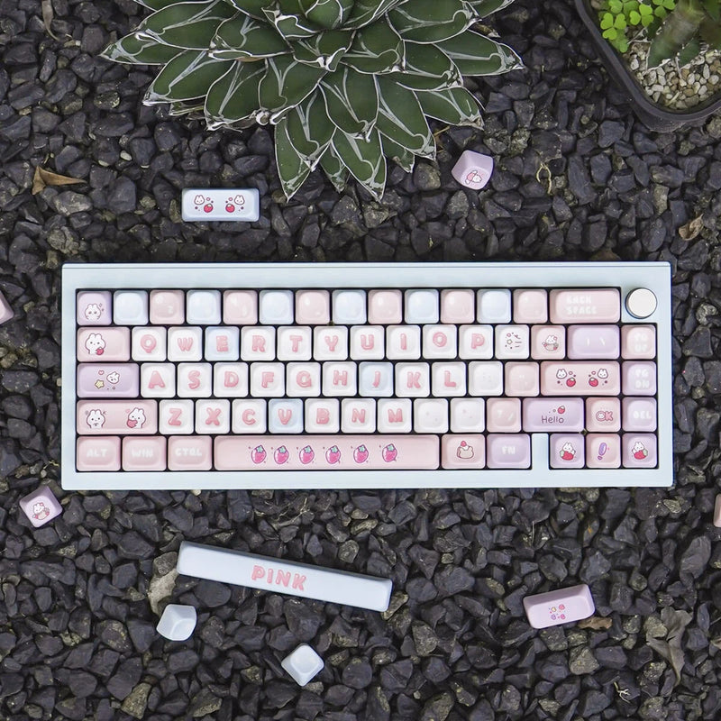 MOA Strawberry Rabbit 133-keys Mechanical Keyboard Keycap Cute Personality PBT Model