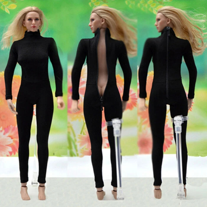 1:6 Black Bodysuit Clothes Model For 12" Female Phicen TBL JO Figure Body Toys Model