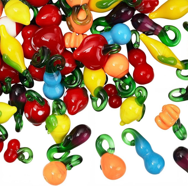 1 Box 50Pcs Fruit Lampwork Charms Vegetable Charm Bulk 3D Simulated Charms