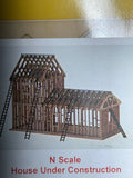 HOUSE UNDER CONSTRUCTION / FRAMING DETAIL  -?N Scale LASER CUT WOODEN KIT - NEW Model
