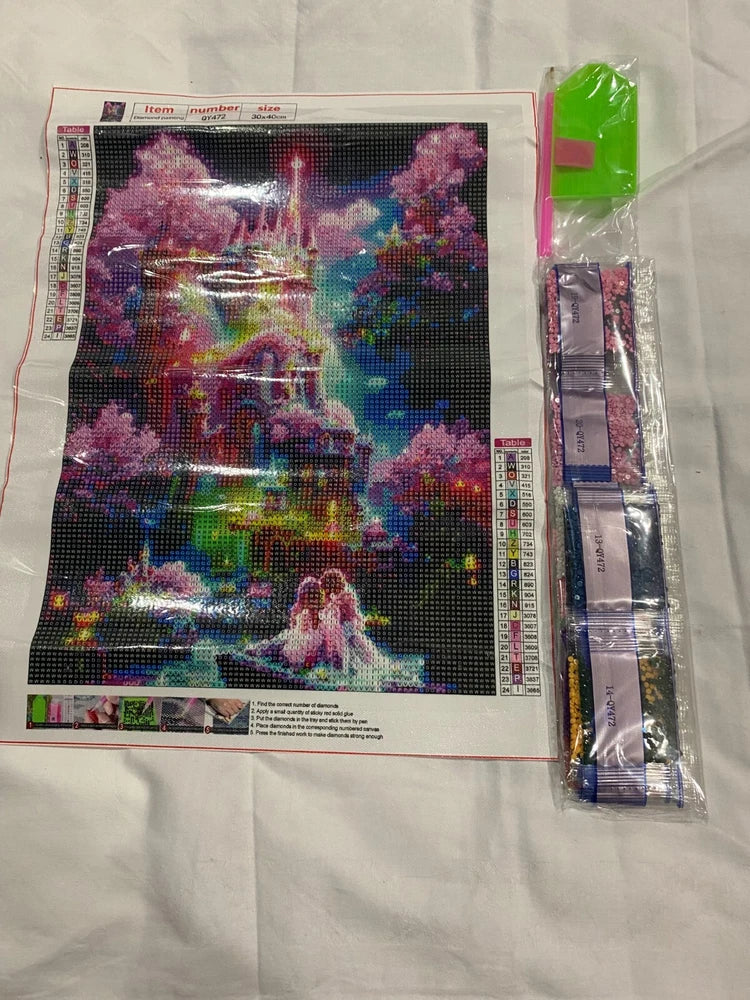 5D DIY Diamond Art Painting, Embroidery Kit Craft Castle Fantasy Theme Model