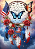 GDYEEH DIY 5D Flowers Butterfly Diamond Art Kits, round Full Drill Dreamcatcher Model