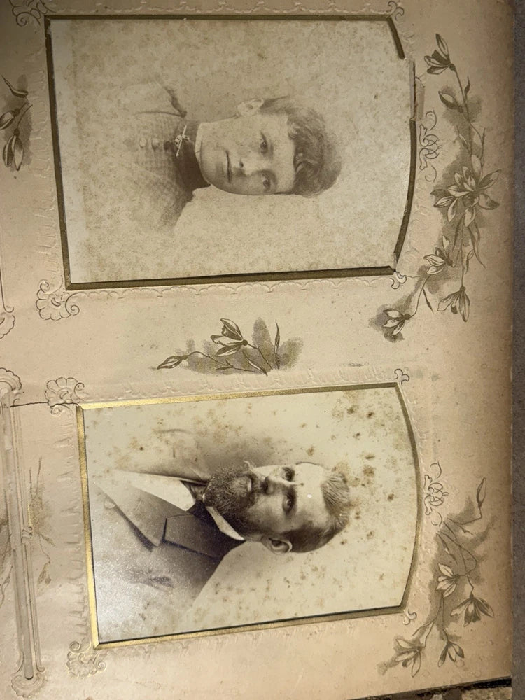 Antique Cabinet Card Double Portrait Photo Board Victorian 13¡± Ornate Mount Model