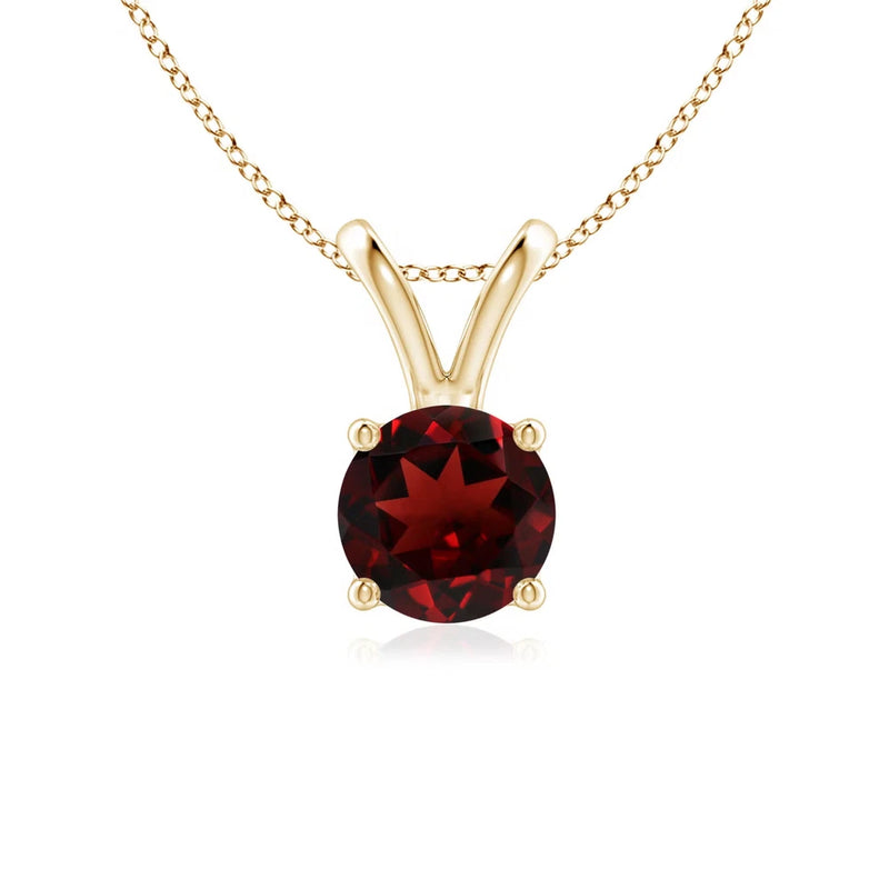 ANGARA 1 Ct Natural Garnet Round Shape Pendant Necklace in 14K Solid Gold (AAA) Charms