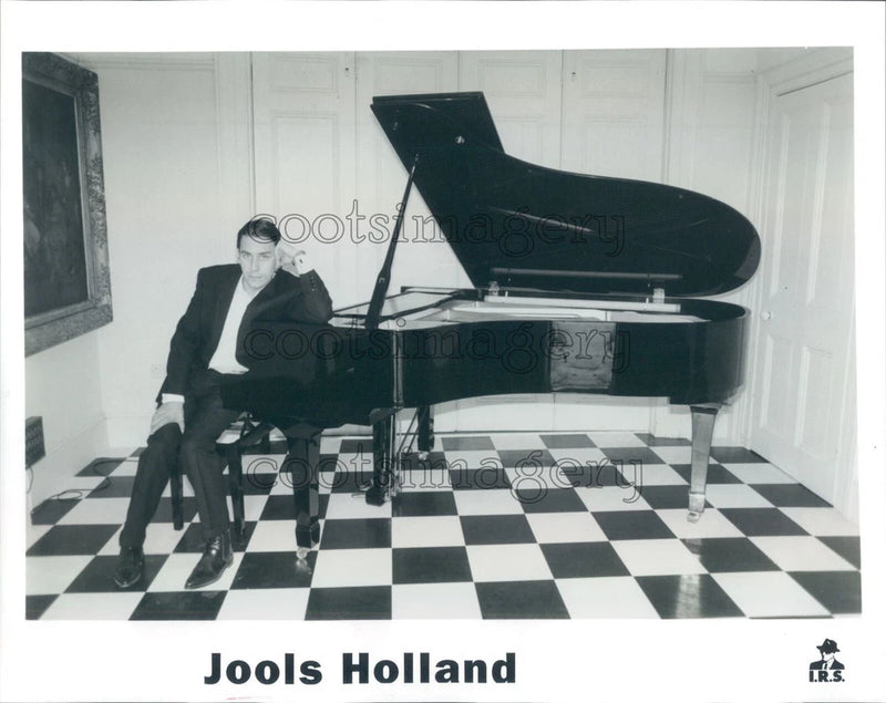 Press Photo Jools Holland by Grand Piano Checker Board Floor Model