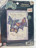 VTG JIFFY Counted Cross Stitch Kit TODAY IS A GIFT 5X7?? 16730 Butterfly Open Model