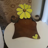 Artisan Welded Metal Magnetic Photo Board Abstract Industrial Daisy Heart Model
