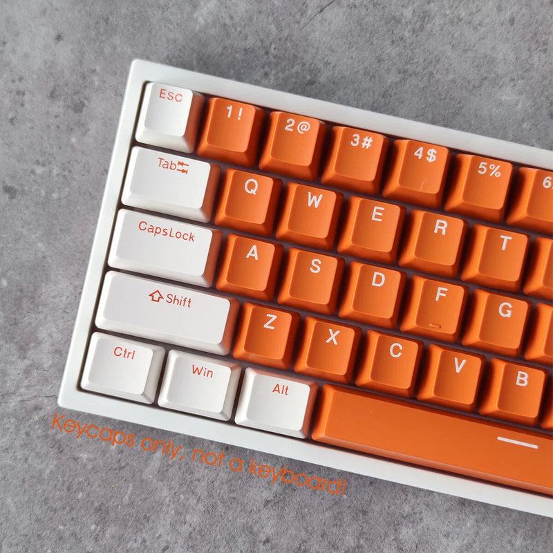 Orange White Doubleshot Keycaps Set PBT OEM 104keys For MX Mechanical Keyboards Model