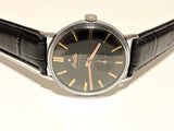 VINTAGE CLASSIC ELEGANT BLACK DIAL CHROMED SWISS MEN'S MECHANICAL WATCH "ARETTA" Model