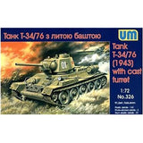 UNIMODELS UM 326 scale models kit 1:72 T-34/76 WW2 Soviet medium tank 1943 Model