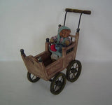 Bear Sitting in Vintage Wooden Buggy / Wagon - Shelf Display Piece - Very Cute Model