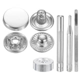40Set 12.5mm Leather Snap Fastener Kit 2.72" Long W 4 Install Tools, Silver Model
