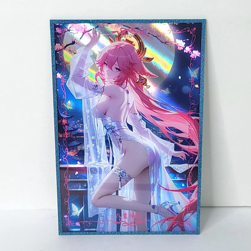Yae Miko Moolight Holo Waifu Card Anime Girl Wall Art Oversized Board A5 Model