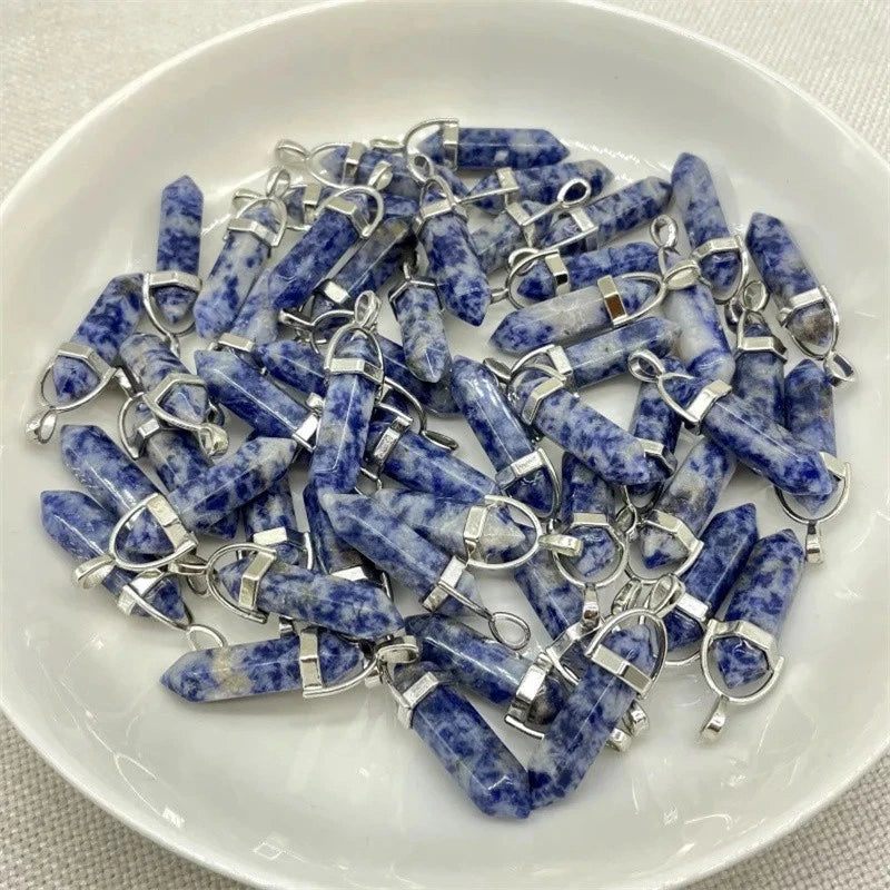 10pcs/lot natural stone Sodalite shape point Chakra charms Pendant Bead C180 Charms