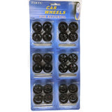 Set of 6: Black Hobby Custom Replacement Wheels - Fits most 1/24 Scale Model Car Model