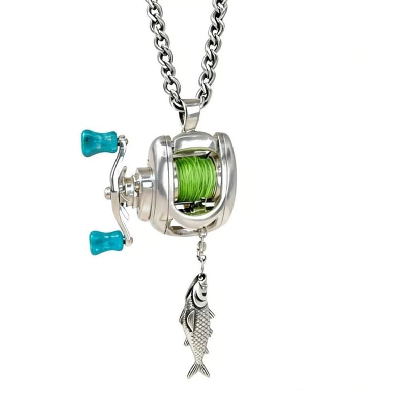 Fishing Reel Jewelry Set,Mini Fishing Gear Pendant,Suitable For Fish Enthusisast Charms