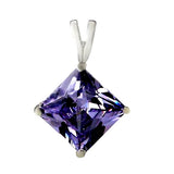 2 ct. Amethyst Square Solitaire Pendant Necklace in Solid Sterling Silver Charms