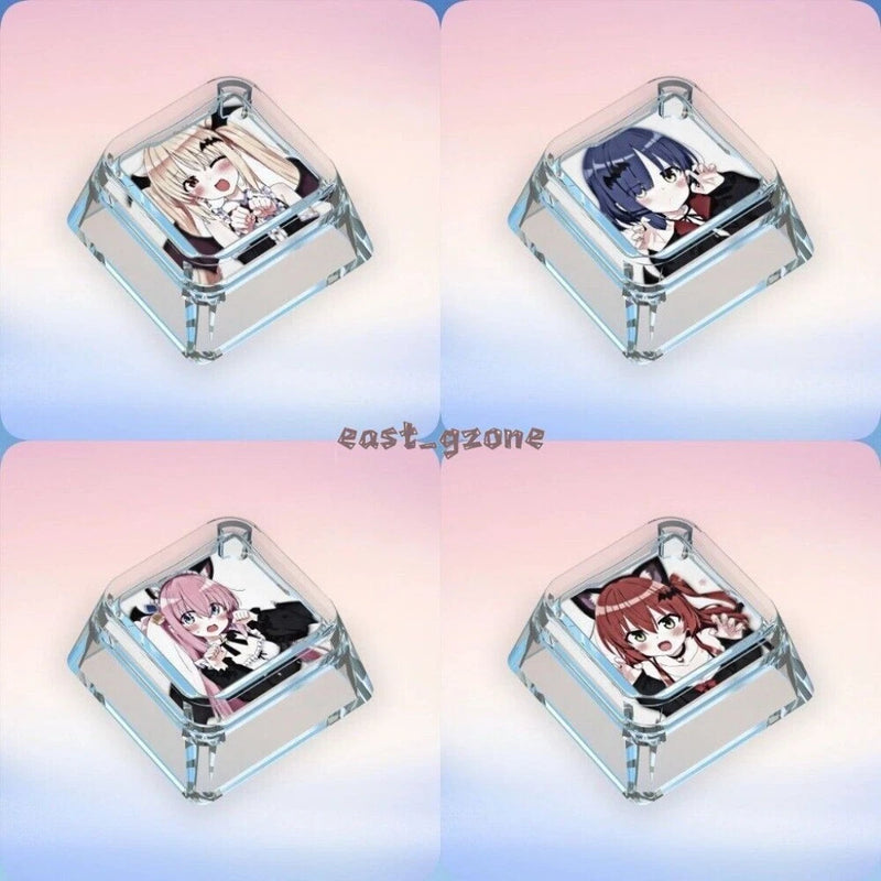 Anime Keycaps Bocchi The Rock Clear Backlit Though Keycap for Cherry MX Keyboard Model