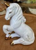 White and Gold Color Unicorn Figurine Display Sitting Statue Fantasy 5.5¡±,marked Model