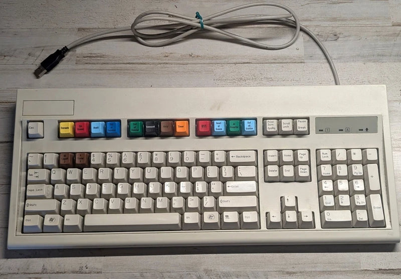 Key Tronic E03600U1 USB Keyboard Dispatch Emergency 911 Color Key Caps Beige Model
